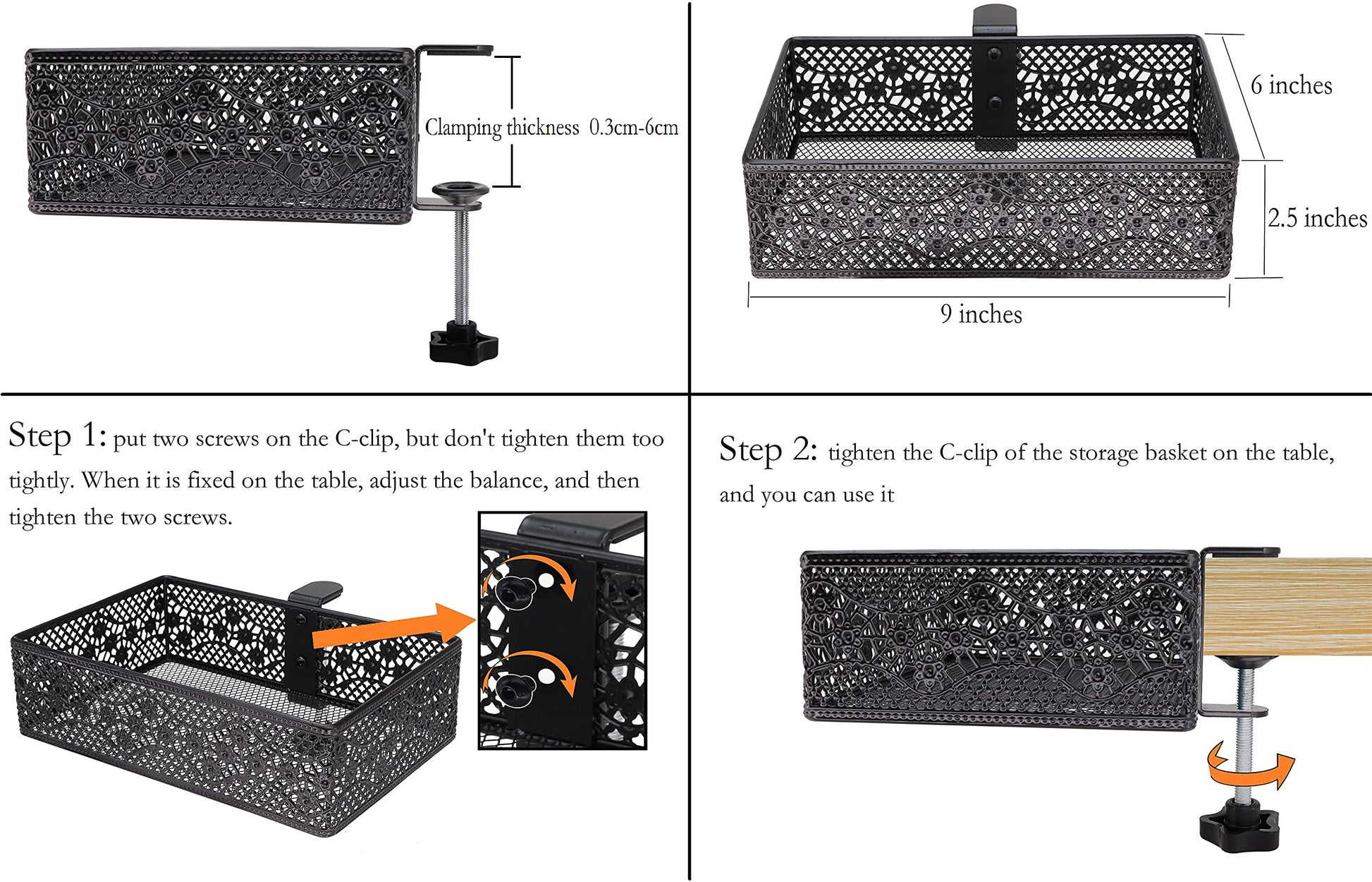 Under Desk Drawer, Clamp on Desk Organizer Under Table Hanging Desk Storage