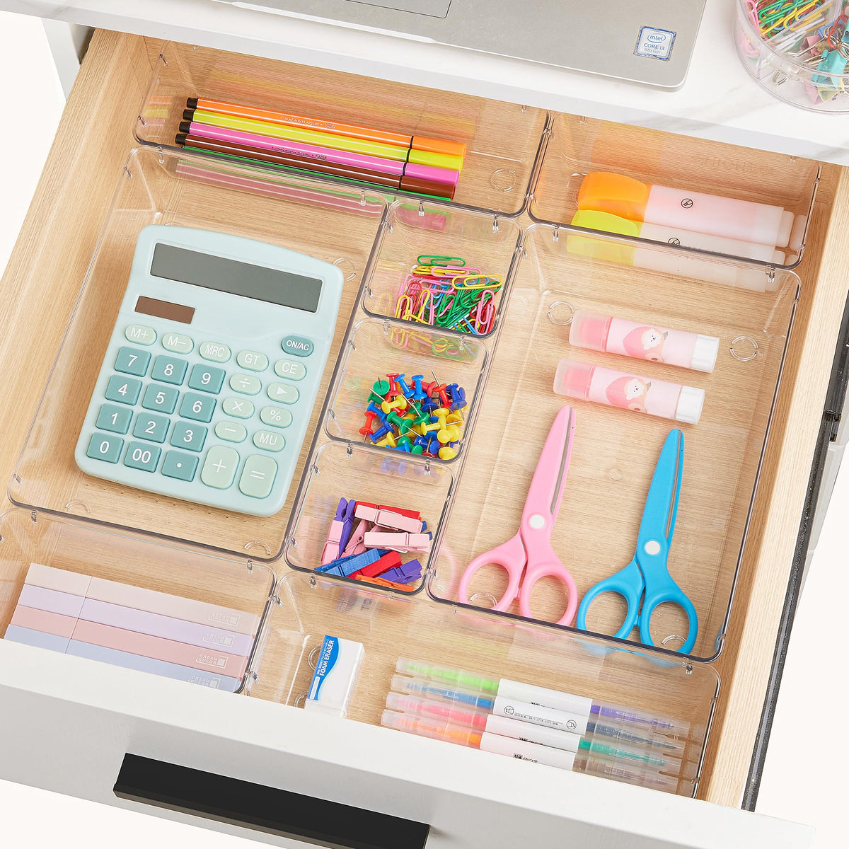 Vtopmart 28 Pack Clear Drawer Organizer Bins, 4 Sizes Storage Trays