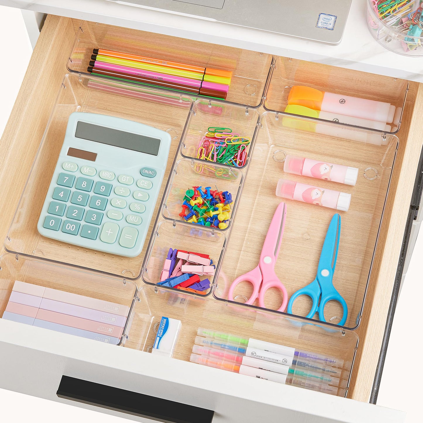 Vtopmart 72 PCS Clear Plastic Drawer Organizers Set, 4-Size Versatile Bathroom and Vanity Organizer