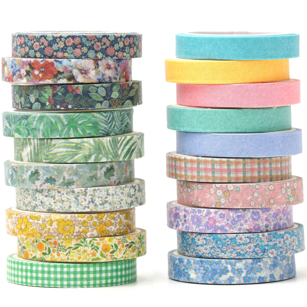 YUBX Vintage Washi Tape Set 20 Rolls Skinny Retro Decorative Antique Patterns Masking Tapes for