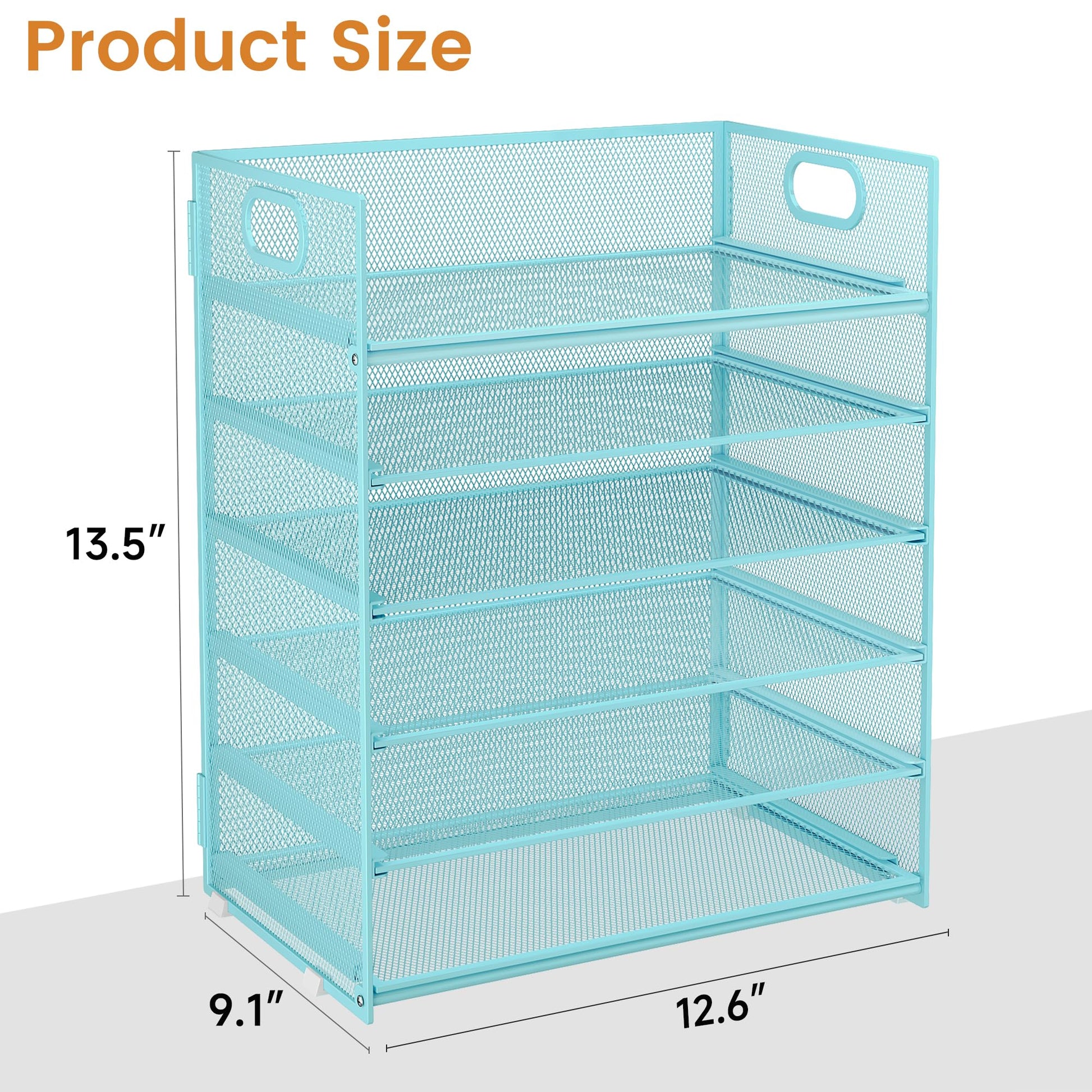 Subekyu 6-Tier Desk Paper Organizer, Desktop File Letter Tray with Handle, Document Sorter and