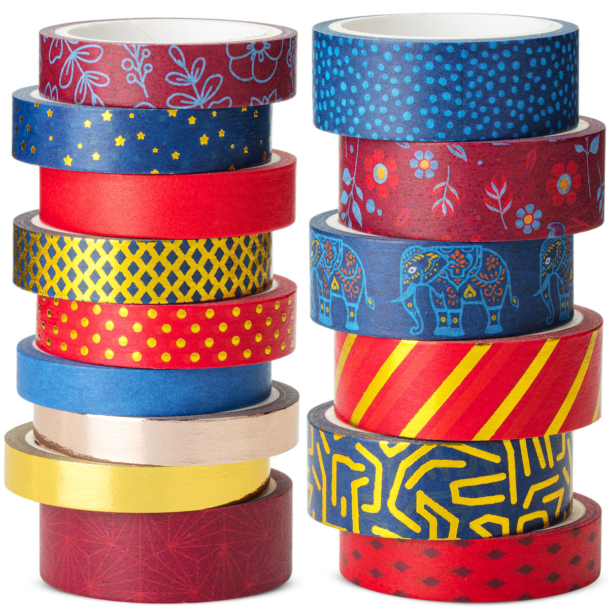 Mr. Pen- Washi Tape Set, 15 Rolls, Assorted Sizes, Metallic Foil