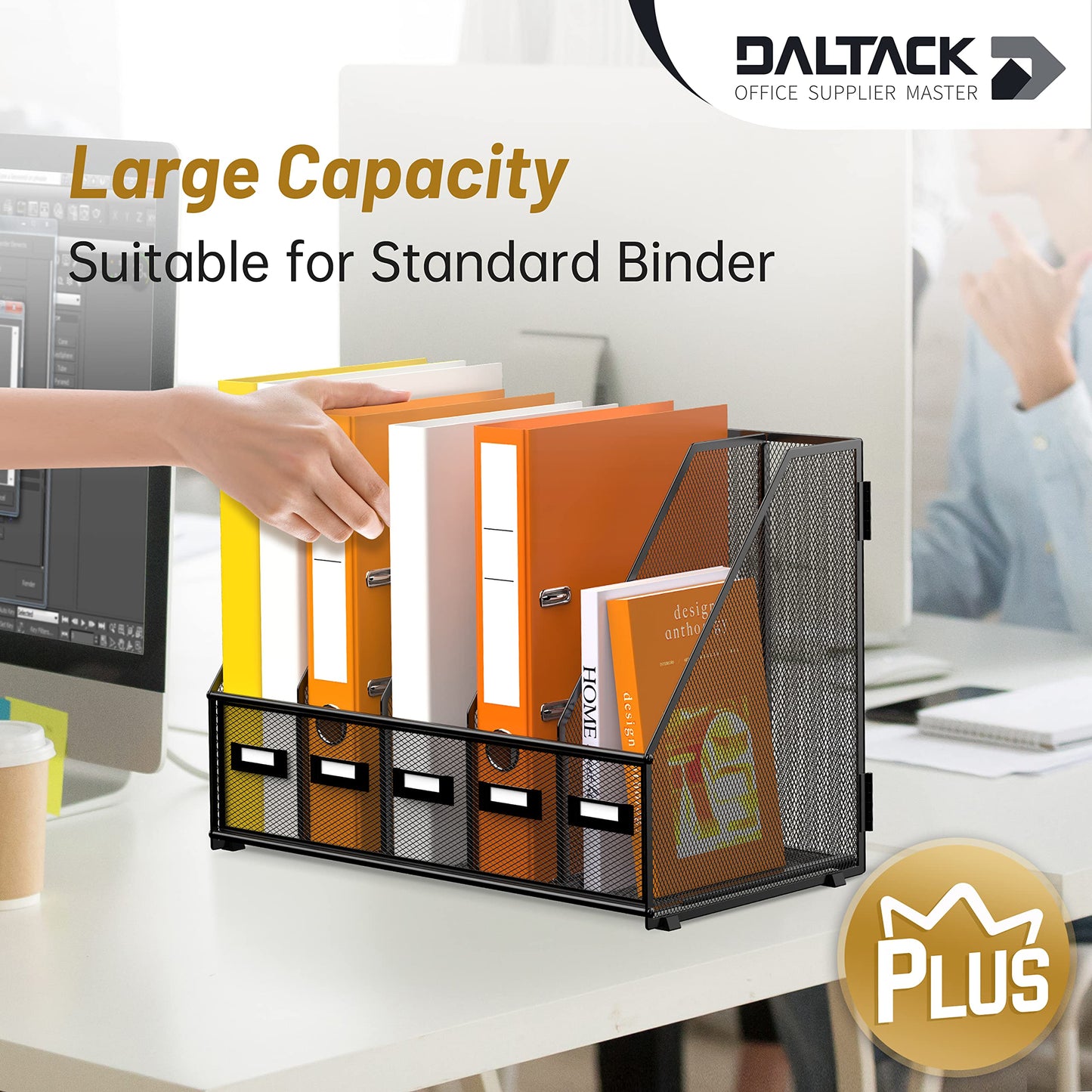 DALTACK 5-Slot Magazine File Holder, Metal Binder Holder, Black