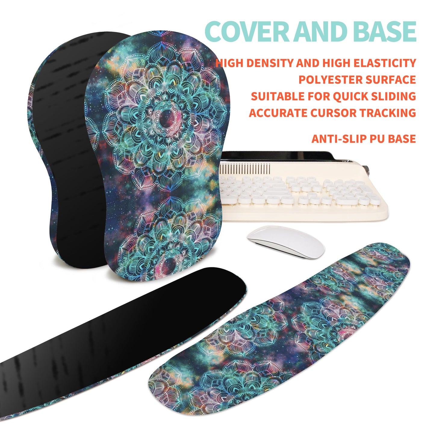 KUOSGM 2-in-1 Ergonomic Set, Wave Rise Keyboard Wrist Rest and Massage Bulge Slope Mouse Pad Wrist