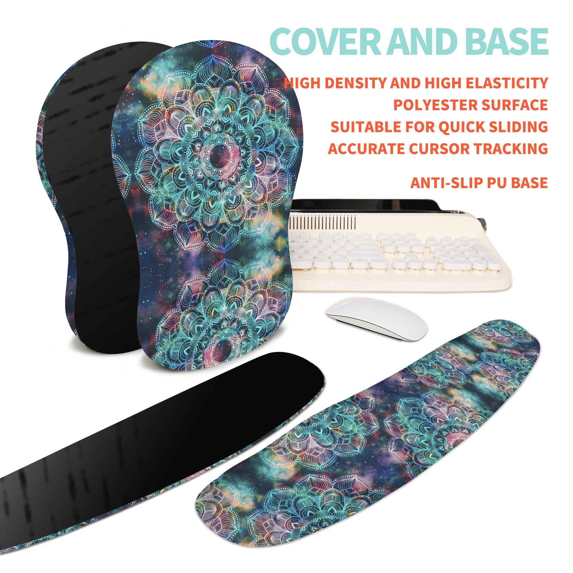 KUOSGM 2-in-1 Ergonomic Set, Wave Rise Keyboard Wrist Rest and Massage Bulge Slope Mouse Pad Wrist