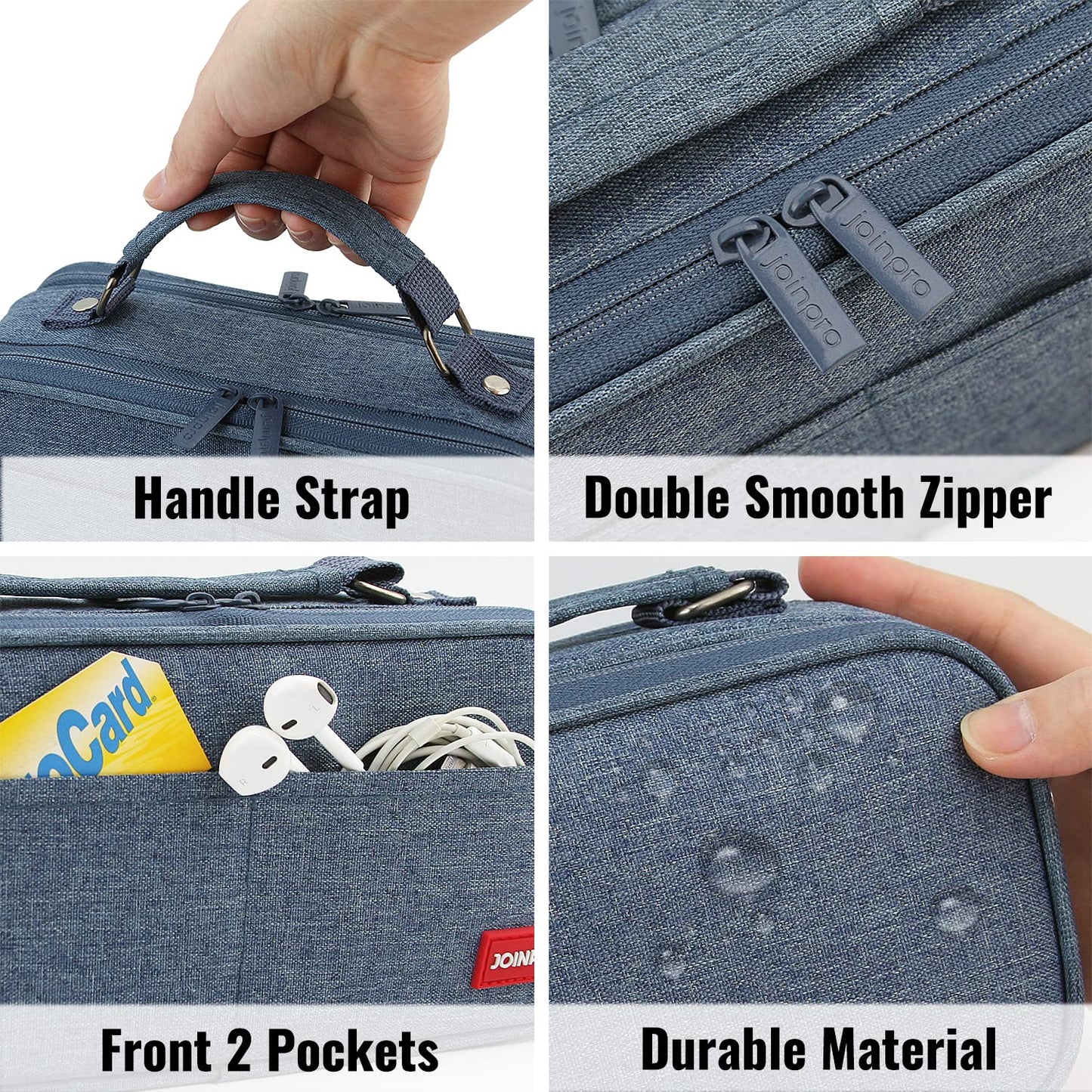 JOINPRO Large Capacity Pencil Case, 4 Compartment Pen Pouch Organizer with Double Zipper, Storage