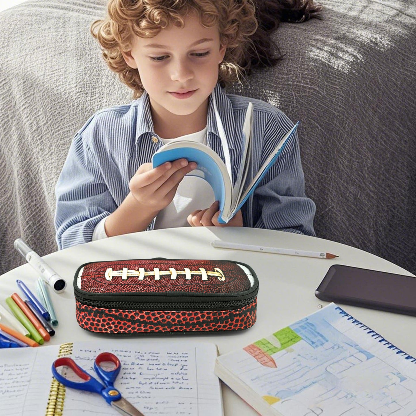 Droerfes Football Pencil Case Pencil Pouch Large Capacity Pen Bag School Office Organizer