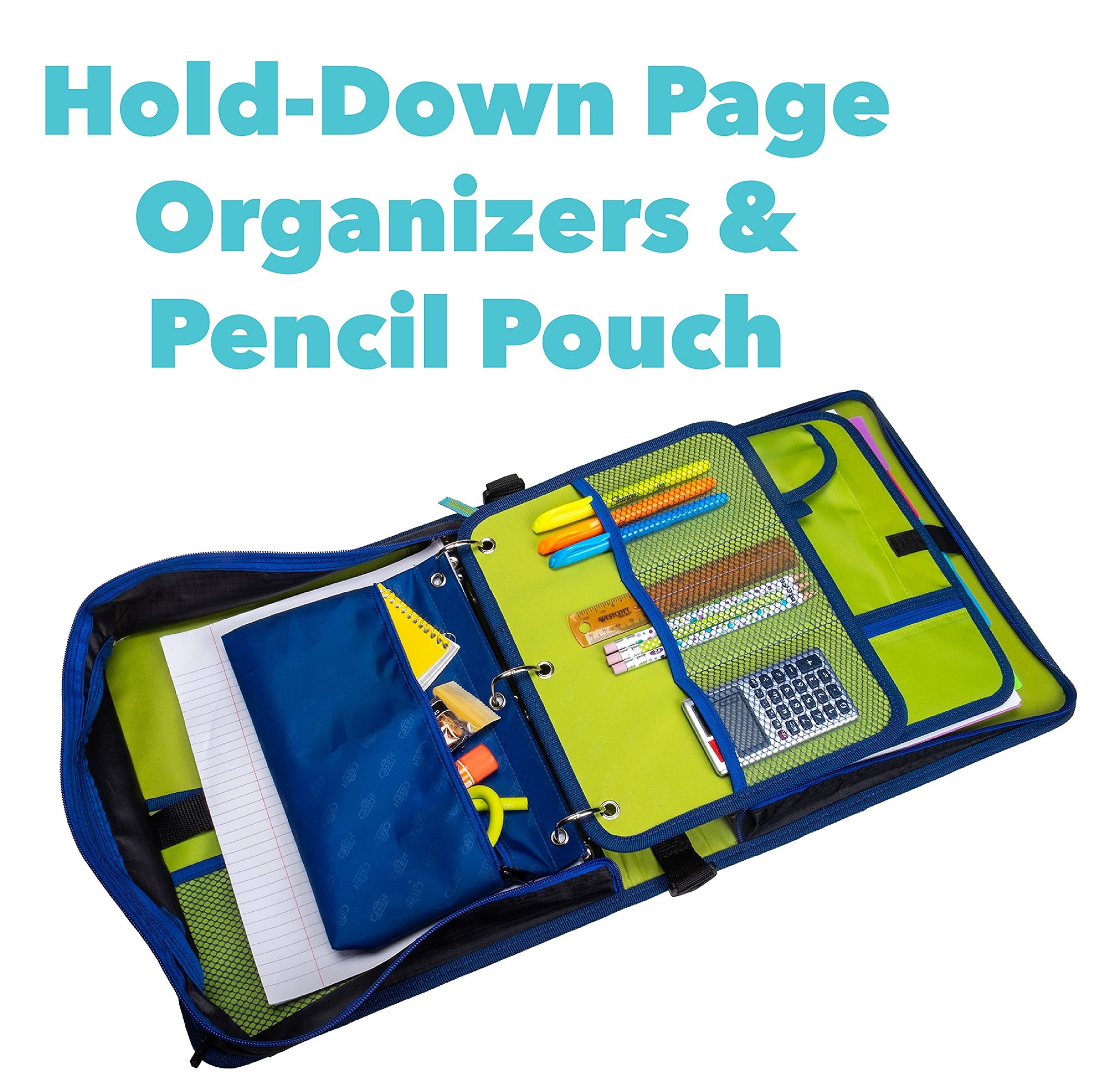 Case-it The Dual 2-in-1 Zipper Binder | Two 1.5-Inch D-Rings, 600 Sheet Capacity, Pencil Pouch &