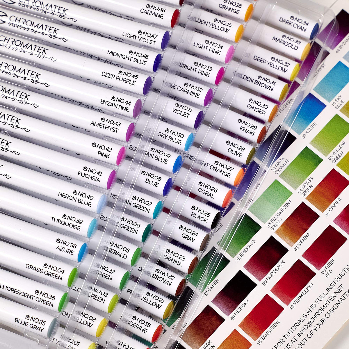CHROMATEK 54 Watercolor Pens Set | Including 15 Page Pad & Online Video Tutorial Series | 4