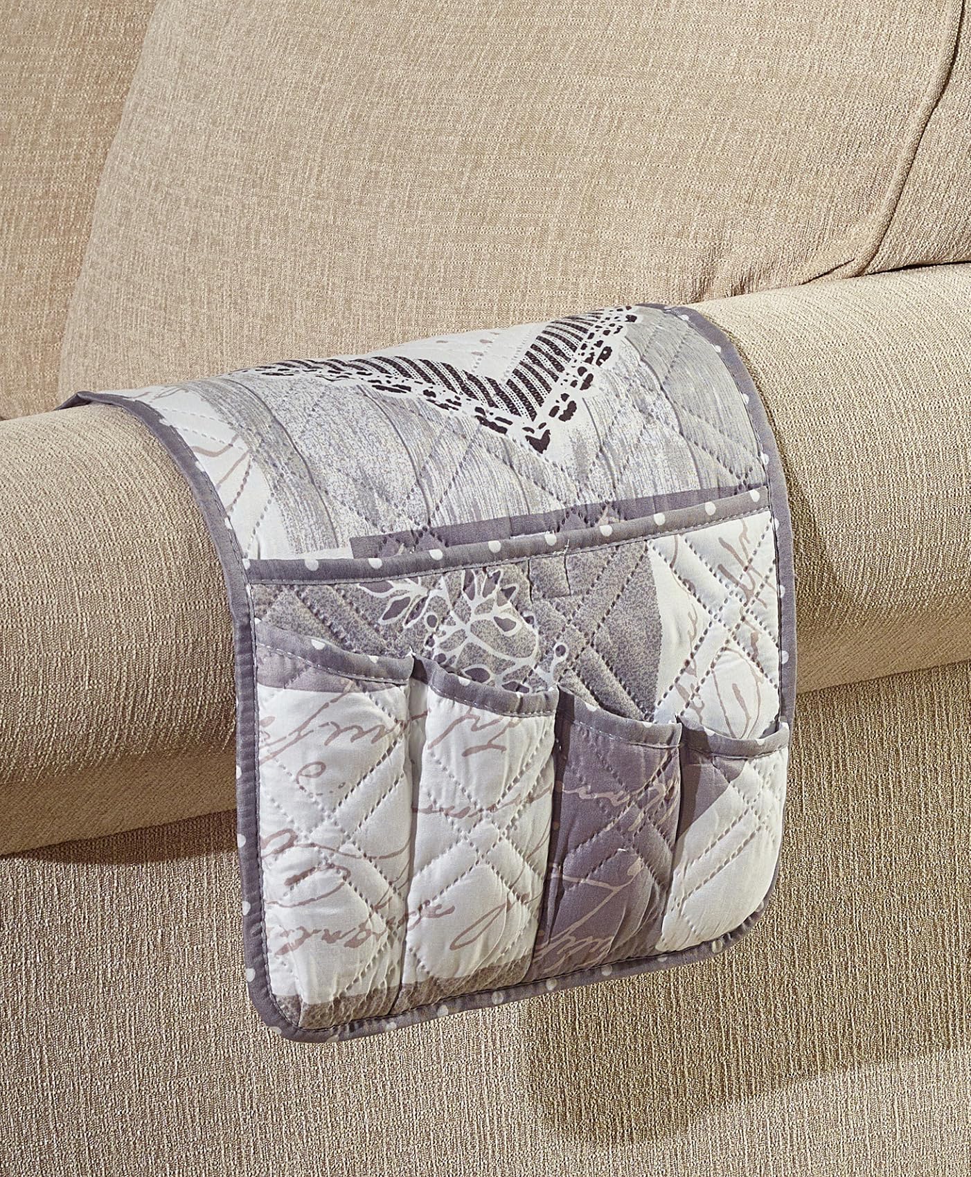 Brilliant Sunshine Grey Heartlove Couch Armrest Cover, 35"×13"