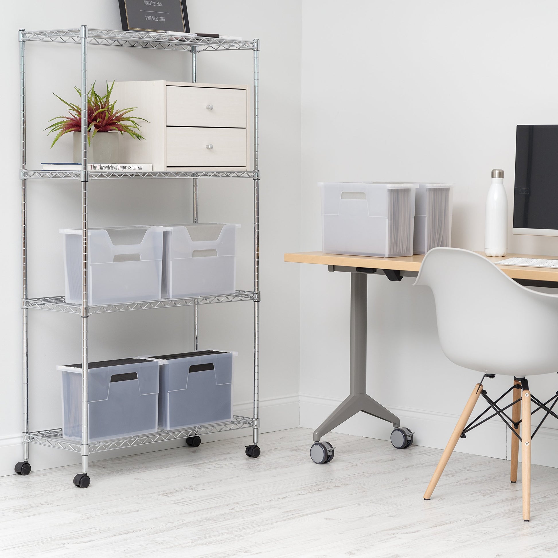IRIS USA 6-Pack Medium Desktop File Box with Open Lid, Clear