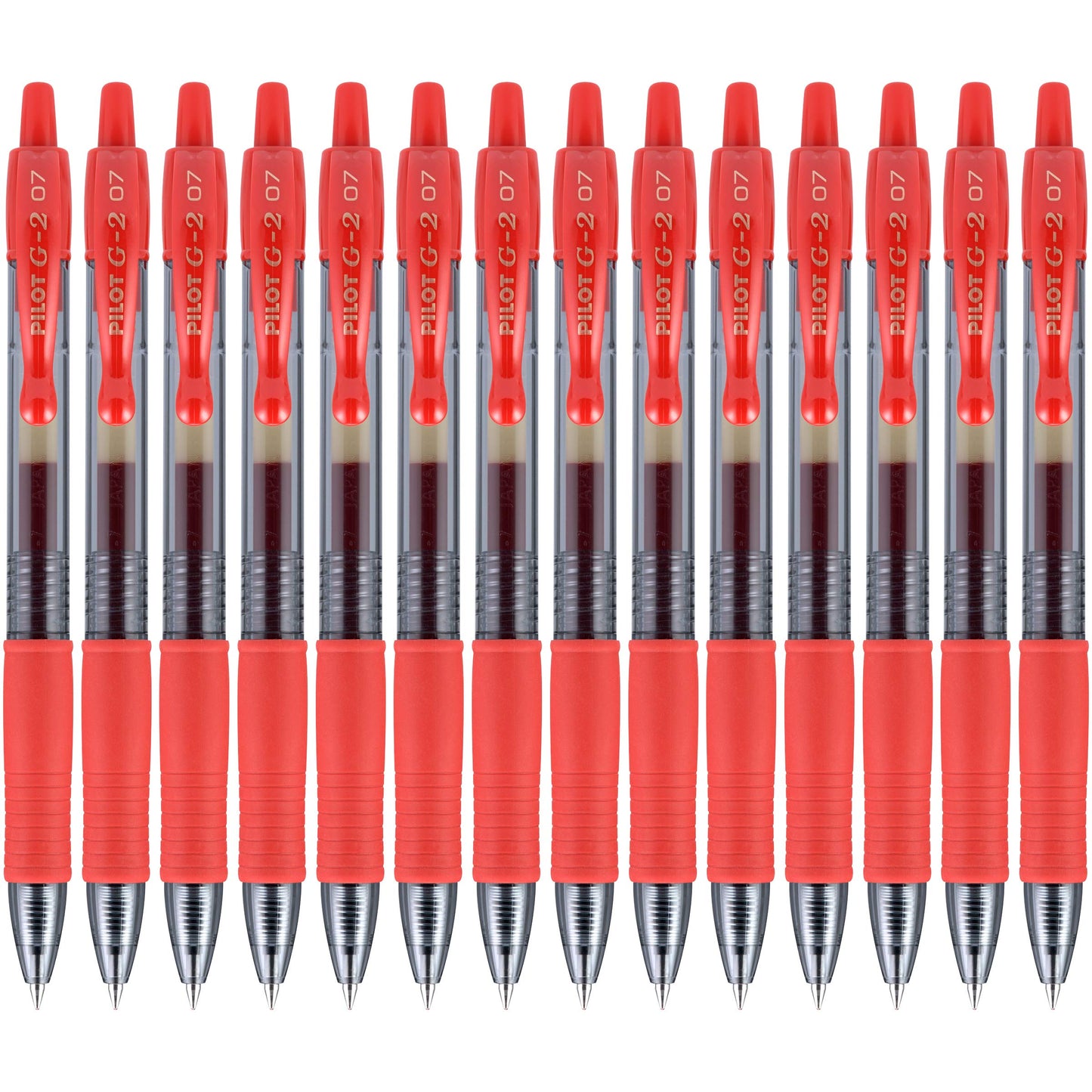PILOT G2 Premium Rolling Ball Gel Pens, Fine Point 0.7mm, Red Ink, 14-Pack