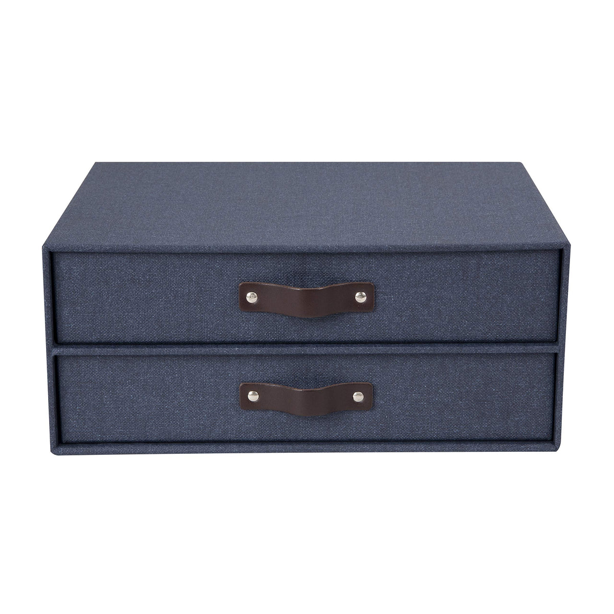 Bigso Birger 2-Drawer Canvas Fiberboard Easy Pull Handle Document Letter Box | Desktop Drawers for