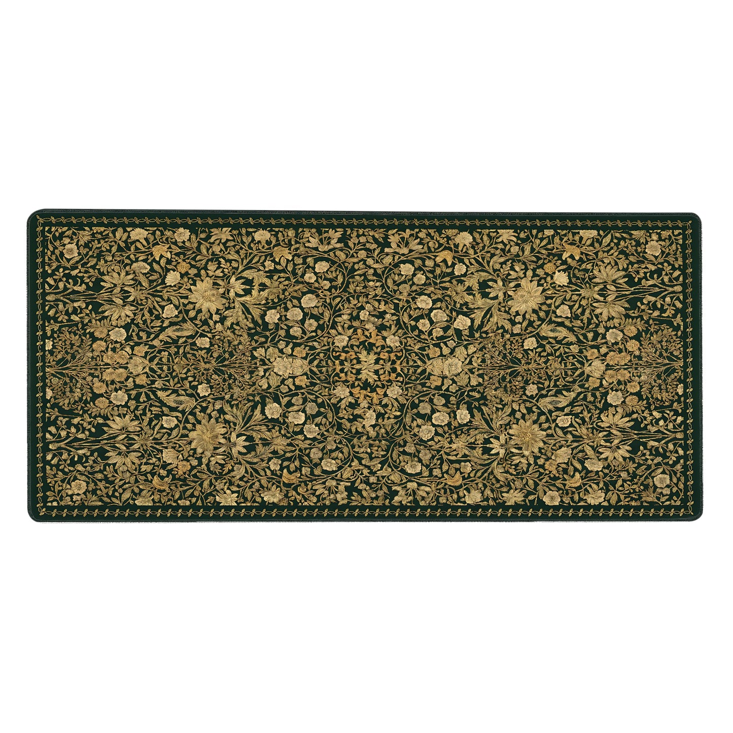 Cute Floral Aesthetic Daisy Gaming Mouse Pad, Green Glod Rug Desk Mat with Anti-Slip Base &