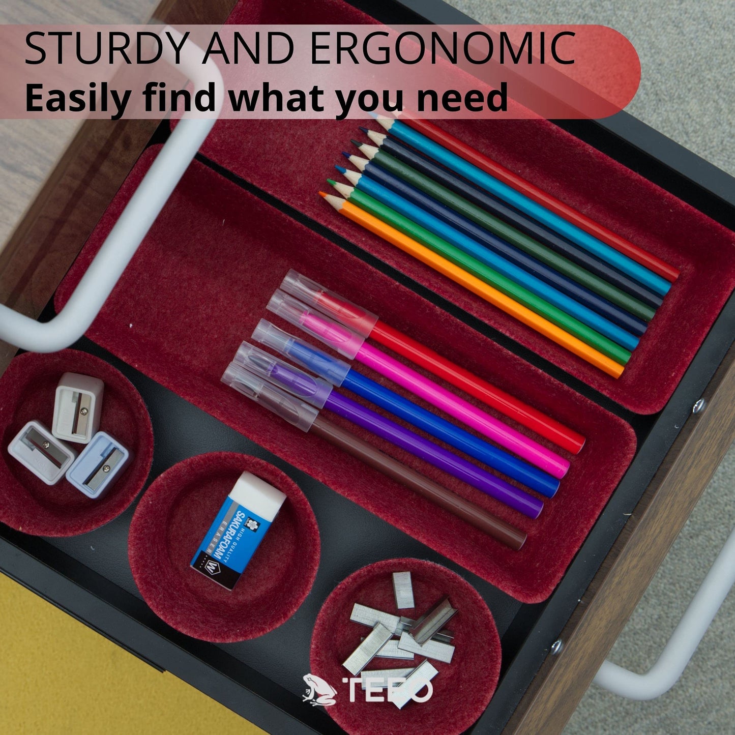 Teeo - Desk Tray Organizer - Makeup Organizer Drawers Storage - Home Office Cosmetic Bins Dividers