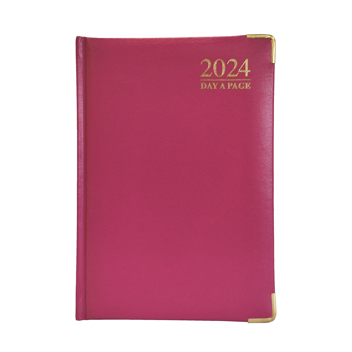 G4GADGET Luxury 2024 A5 Pink Day A Page Diary Padded Front & Hardback Cover Gilt Edges