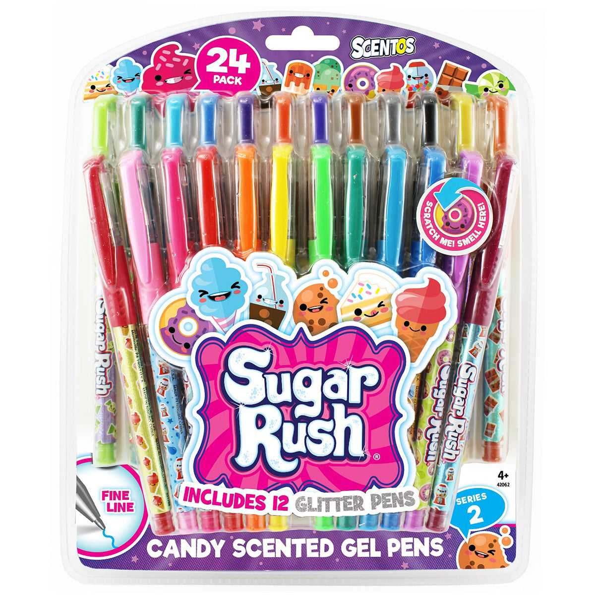Scentos Scented Gel Pens - 24-Count - Assorted Color Pens for Kids or Adults in Sugar Rush Candy