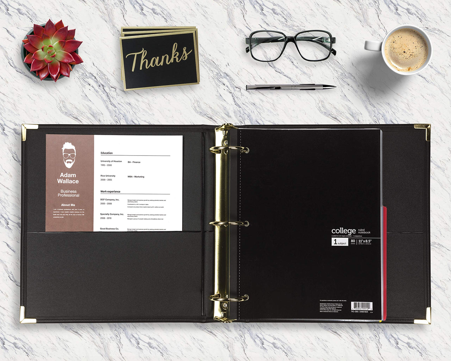 Samsill Classic Collection Leather 3 Ring Binder, Executive Presentation Portfolio, 2 Inch (Holds