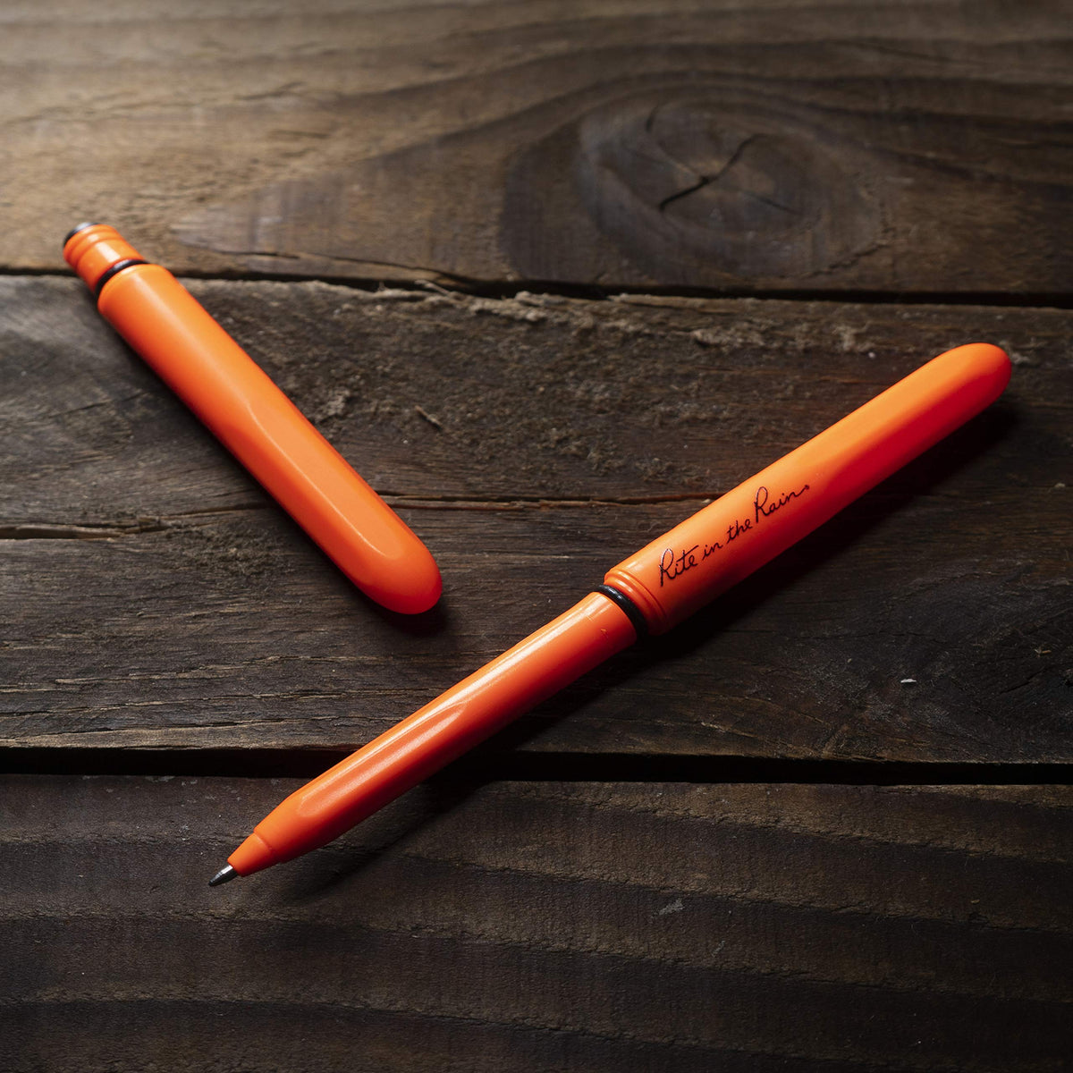Rite in the Rain All-Weather EDC Pen, Orange POKKA 2-Pack, Black 0.8mm Ink, Fine Point (No. OR92)