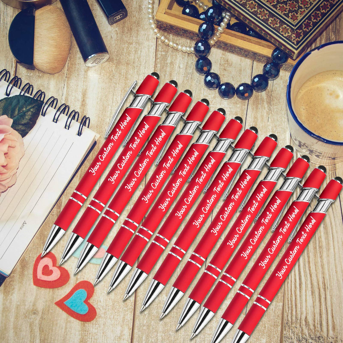 Amlion Custom Pens Personalized Bulk, Customized Ballpoint Pens with Stylus Name Message Logo