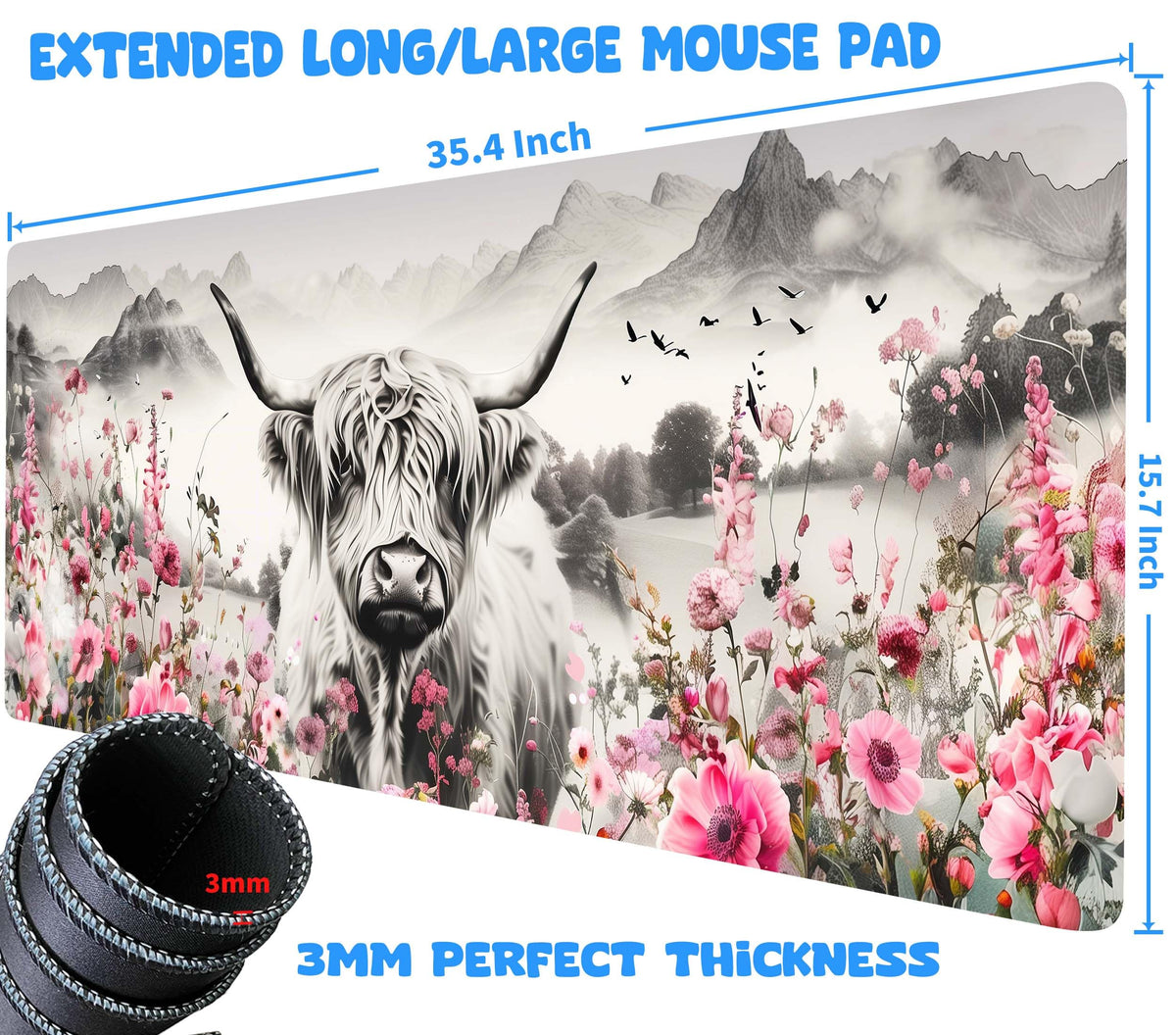 Extra Large Mouse Pad for Desk 35.4 X 15.7 Full Desk Pad for Keyboard and Mouse Mat Desktop Decor