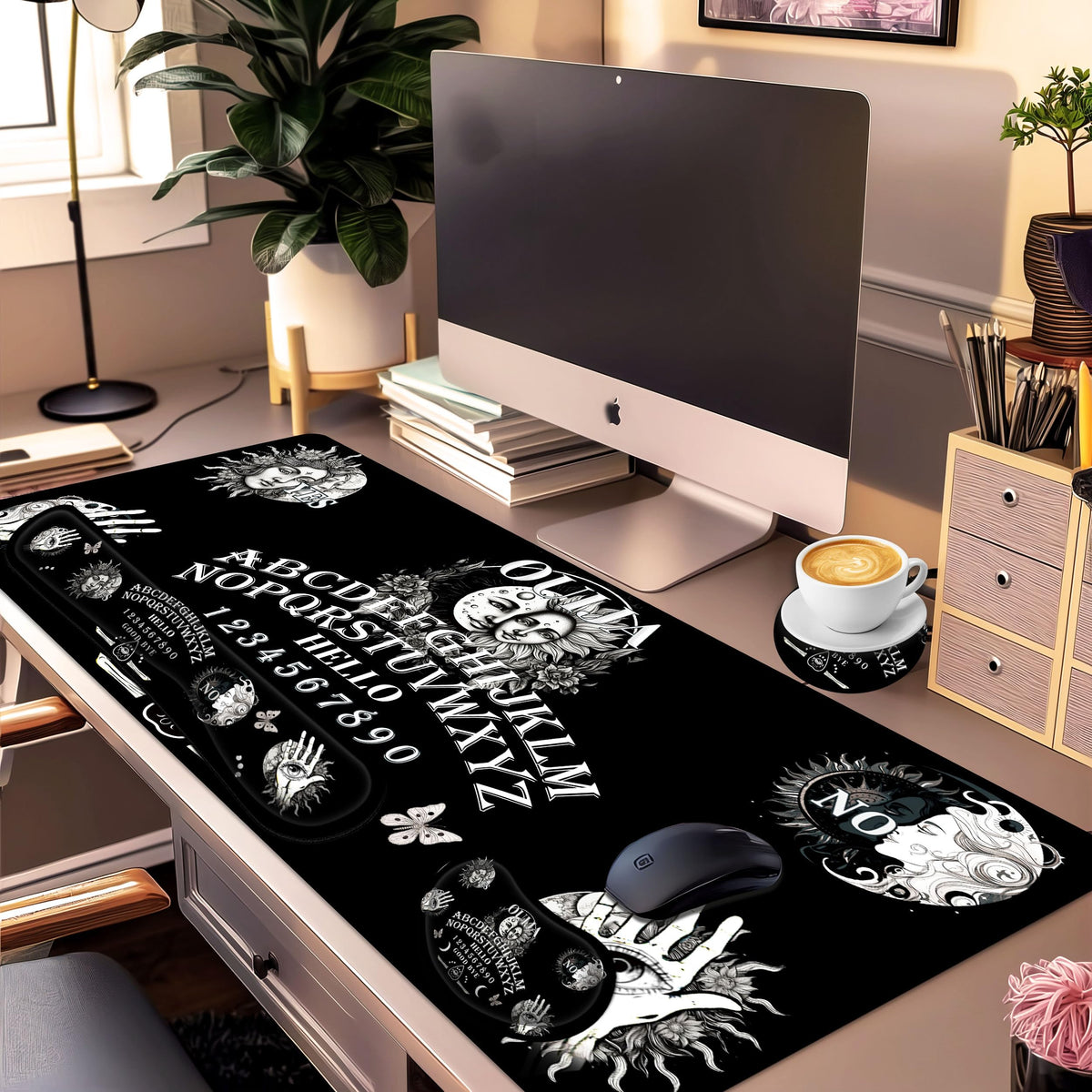 JYCUHTCL Large Gaming Mouse Pad Set 35.4 x 15.7 with Keyboard Wrist Rest, Wrist Support, and