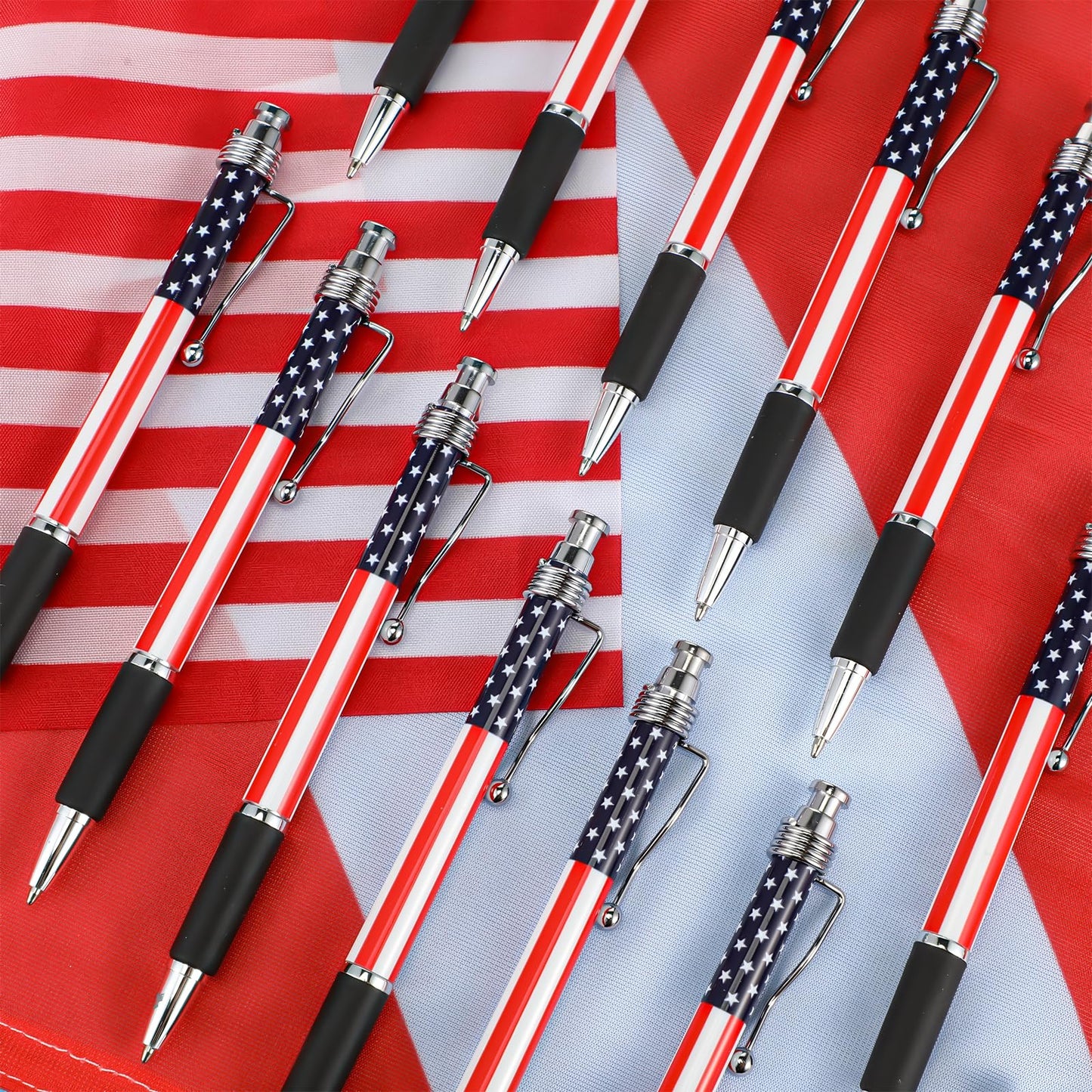 Tenare 64 Pcs American Flag Ballpoint Pens 1.0 Mm Black Ink USA, Flag