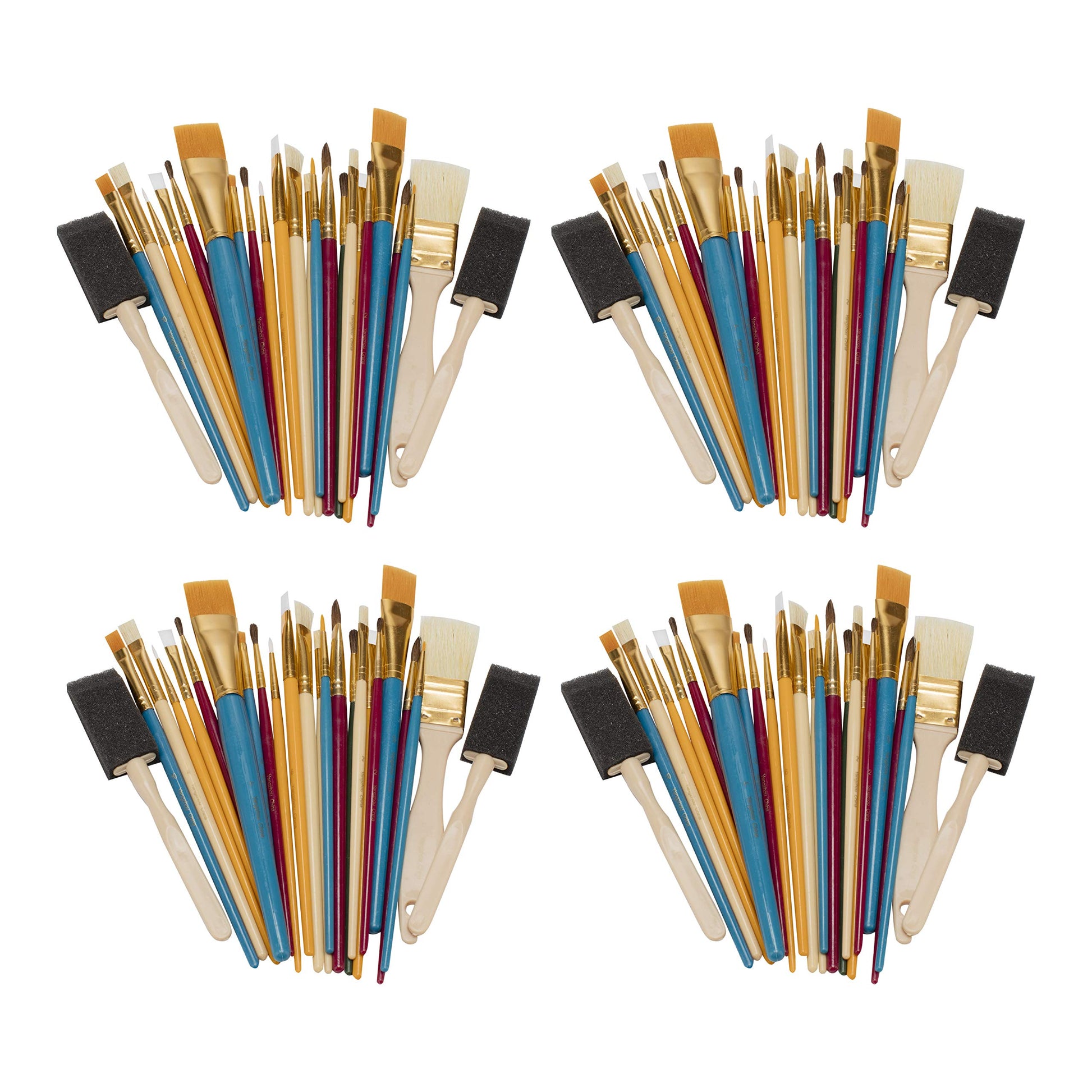 Oodles of Brushes Economical Art Brush Set of 25 - Balanced Assortment of Economical Brushes for