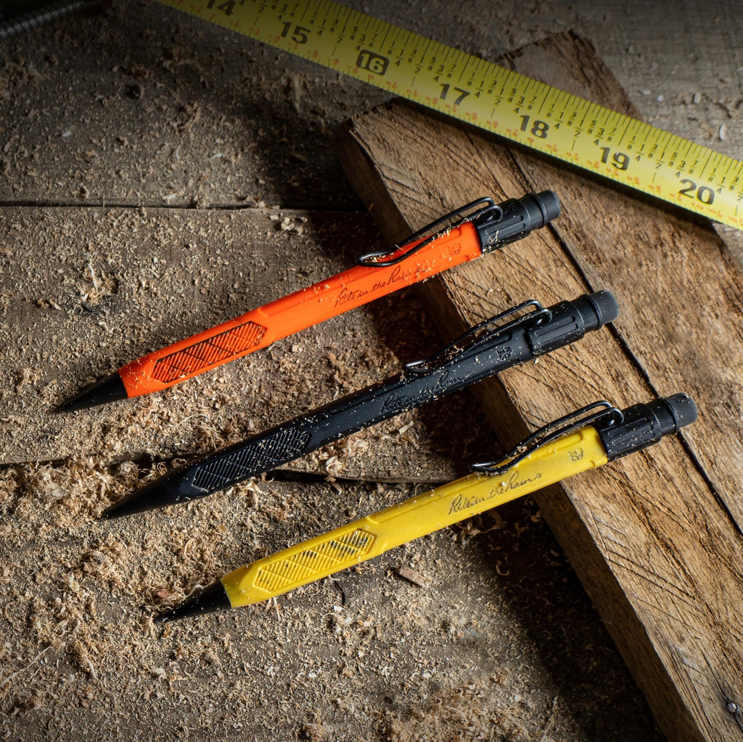 Rite in the Rain Weatherproof Mechanical Pencil, Yellow, Black, Orange Barrel, 1.3mm Dark Lead (No.