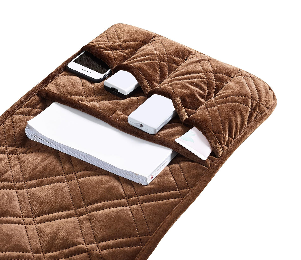 Brilliant Sunshine Chocolate Velvet Couch Armrest Cover, 35"×13"