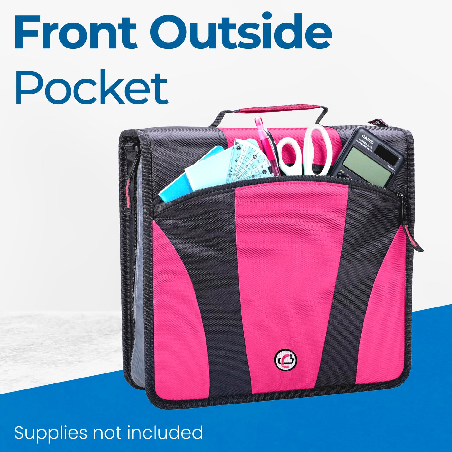 Case-it Dual Zipper Binder | Two 2" D-Rings | 700-Sheet | Dual-301 Pink