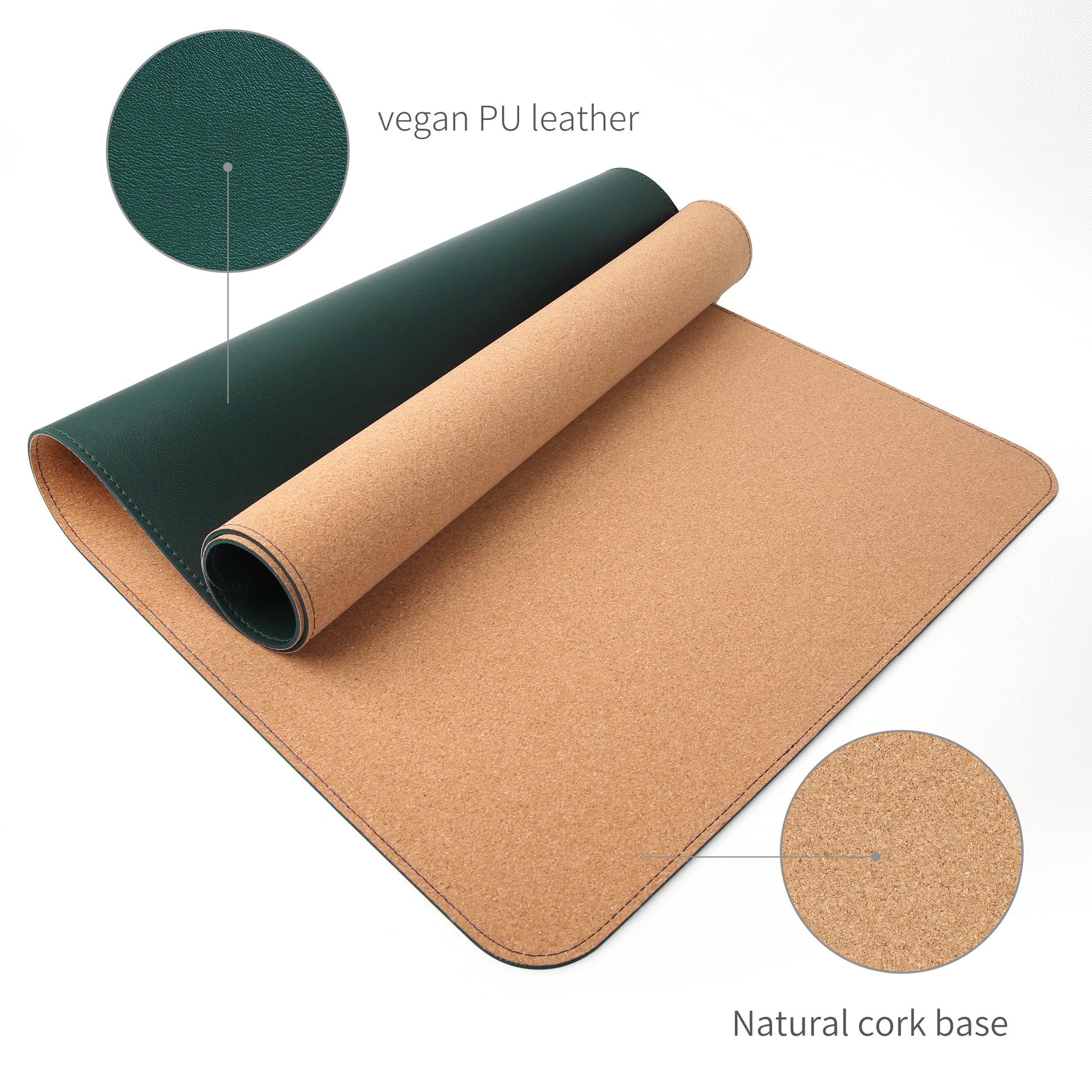 RENMTURE Dual-Sided Mouse Pad, Natural Cork & PU Leather Large Desk Pad for Office and Home Work