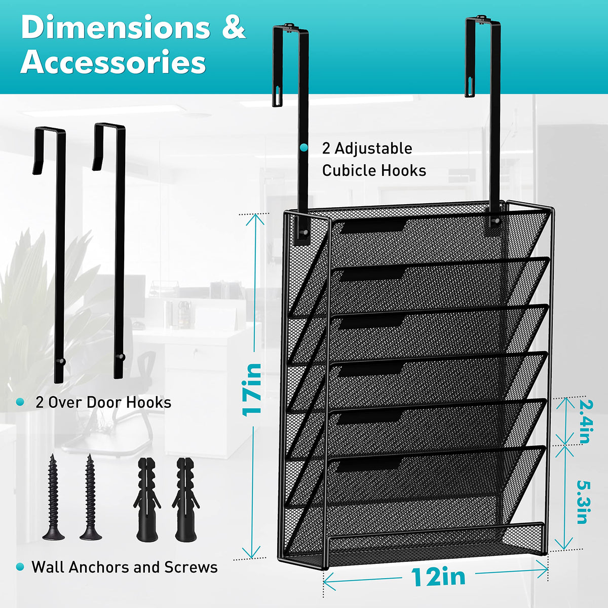 Delifox 7 Compartment Wall Mounted Hanging File Organizer for Office