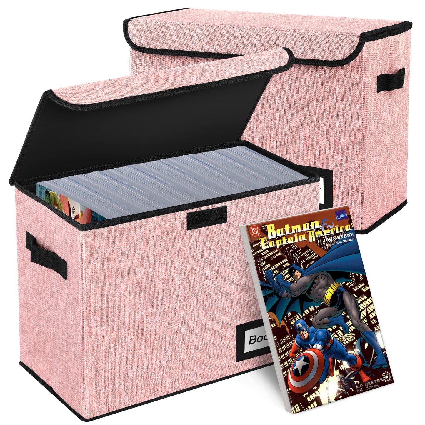 YNSZAS 2 Pack Comic Book Storage Box, Comic Protector Organizer, 15.8" X 7.8" X 11.8", Collapsible