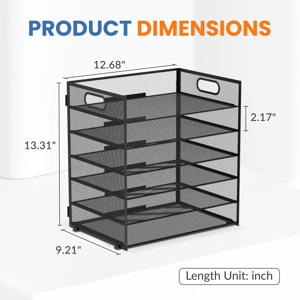 Daltack 6-Tier Paper Organizer for Desk with Handle, Black