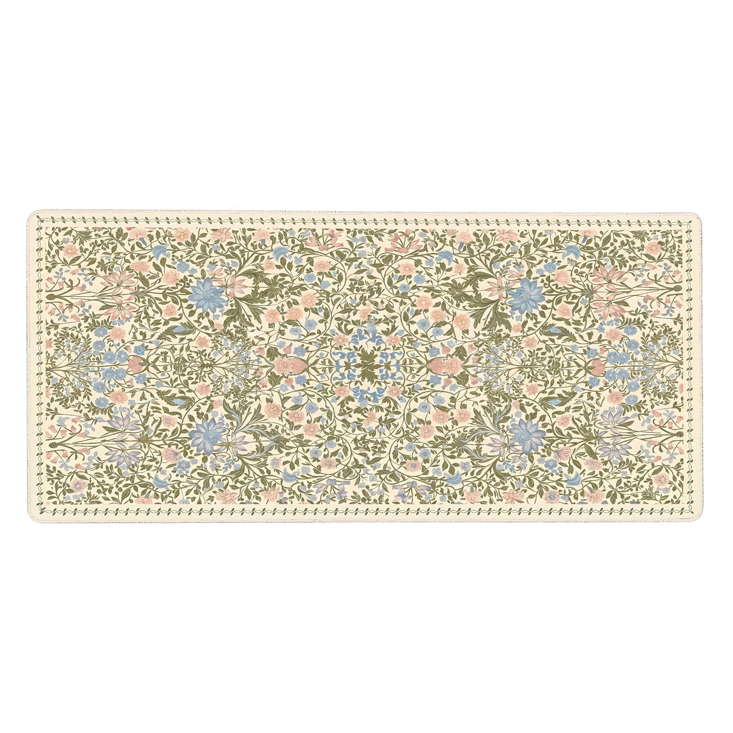 Cute Floral Aesthetic Daisy Gaming Mouse Pad, Pink Rug Desk Mat with Anti-Slip Base & Stitched