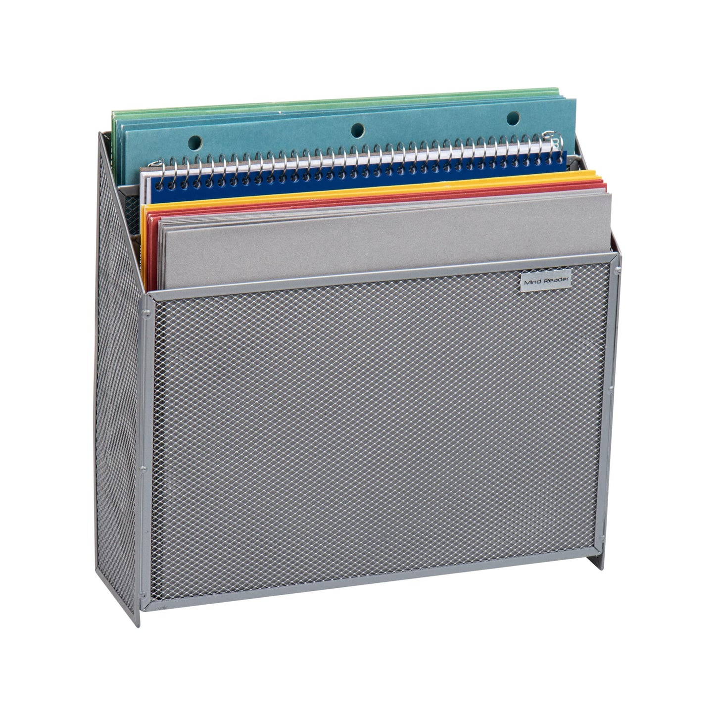 Mind Reader Vertical File Storage, Desktop Organizer, Wall Mount, Office, Metal Mesh, 12.5"L x