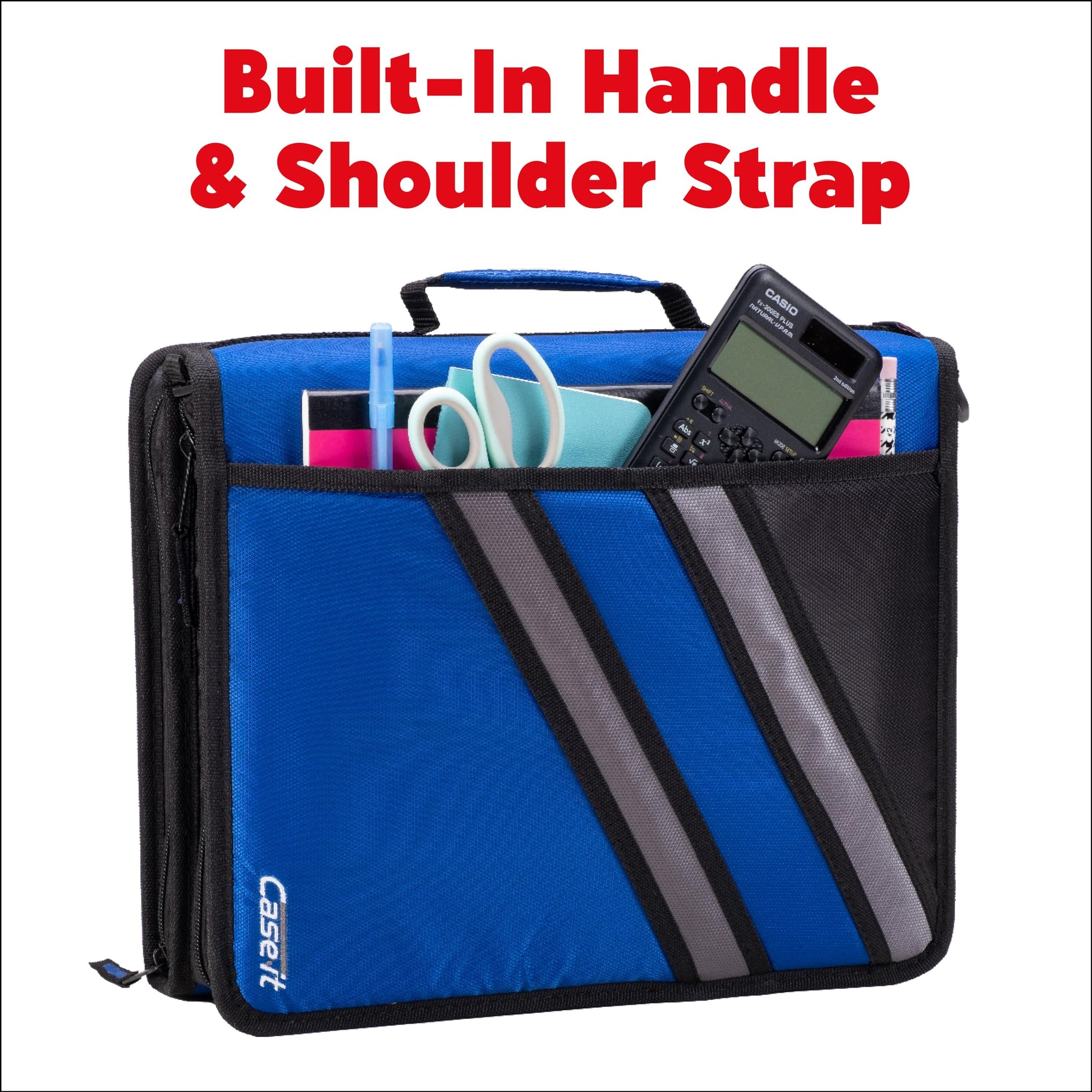 Case-it Zipper Binder | Dual 1.5" D-Rings | 500-Sheet | Z-176 Midnight Blue