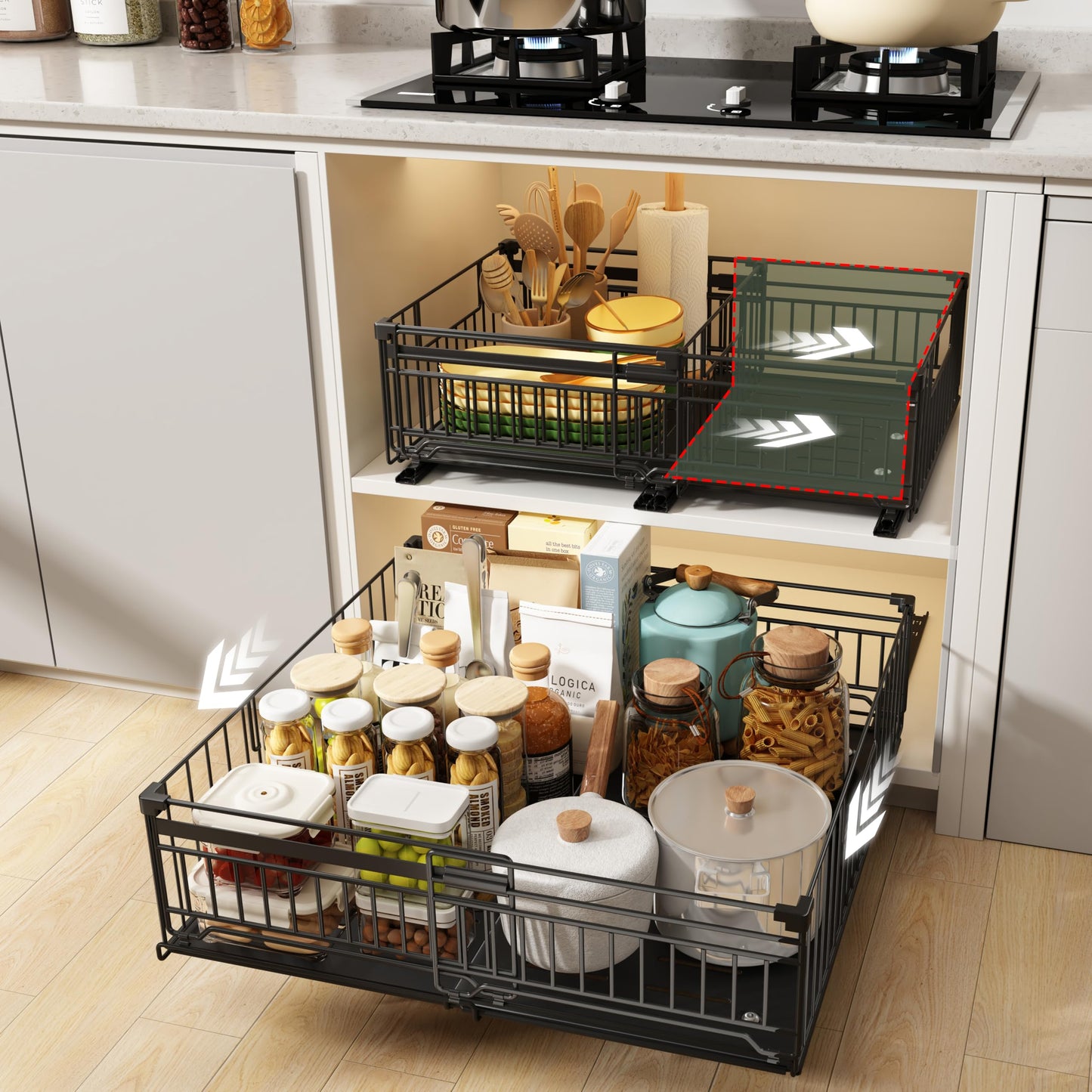 NETEL 1 Pack Expandable Pull Out Cabinet Organizer, 19.7" Deep