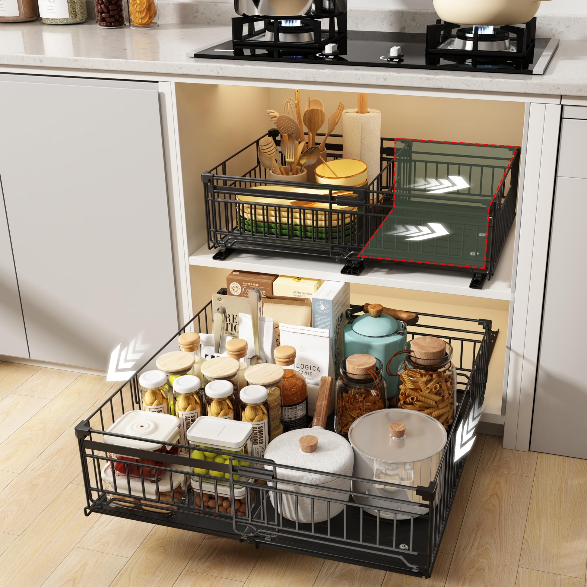 NETEL 1 Pack Expandable Pull Out Cabinet Organizer, 19.7" Deep