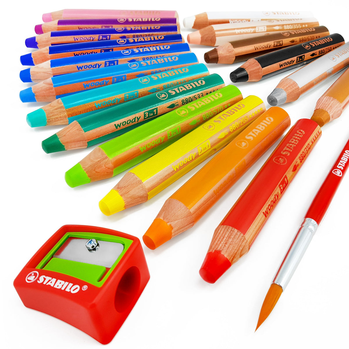 STABILO - Woody 3 in 1 Multi-Media Watercolour Pencils - Jumbo Easy-Grip - Pack of 18 with