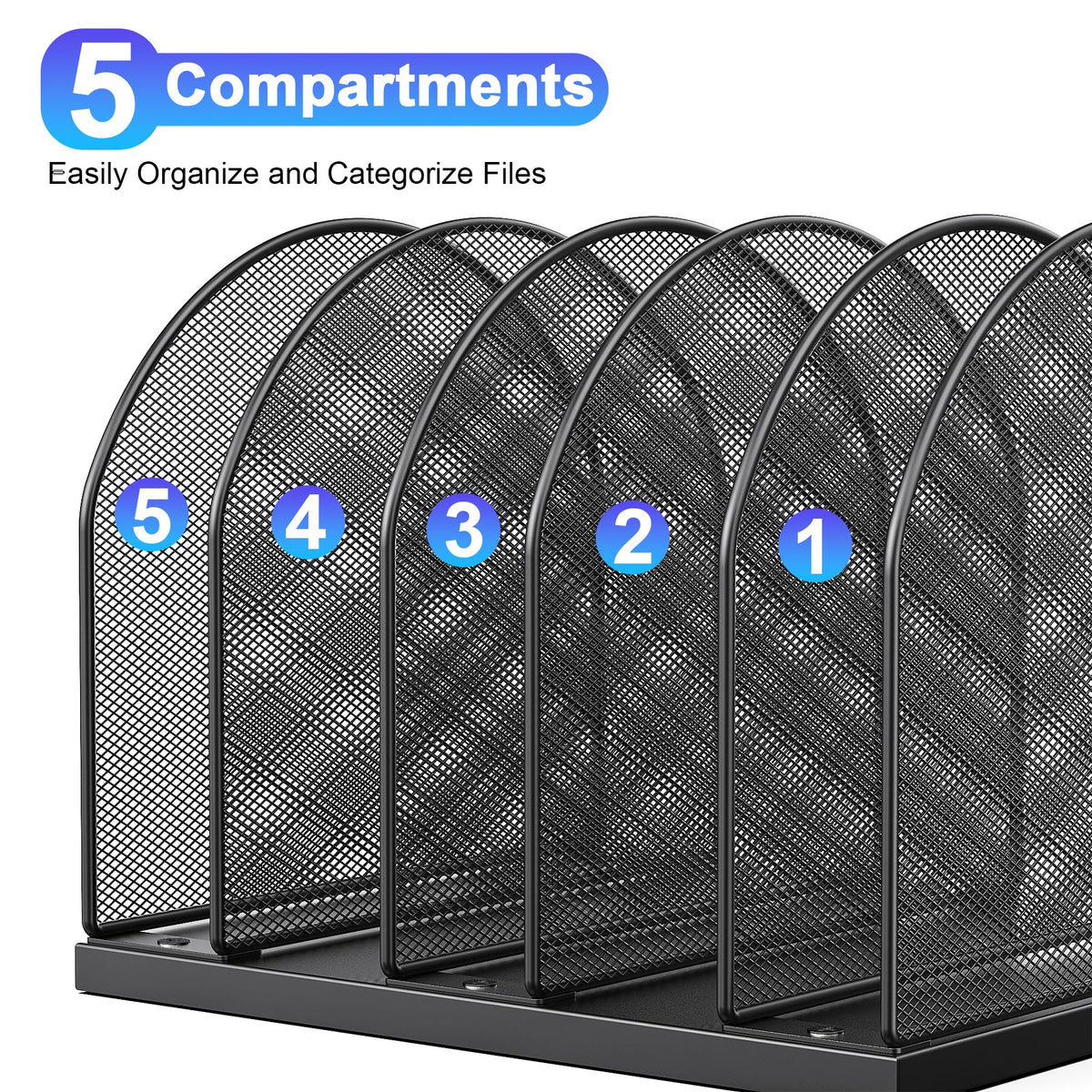gianotter Desktop File Organizer with 5 Compartments