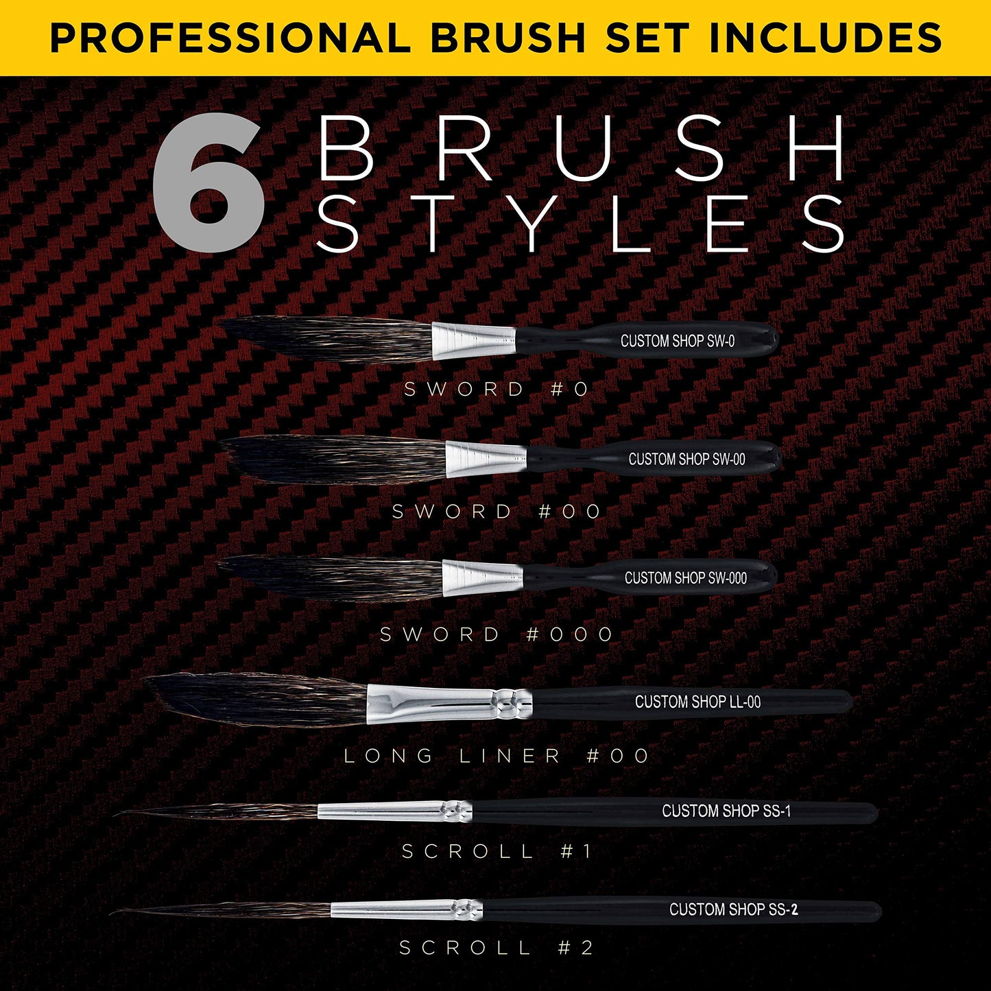 Custom Shop Pinstriping Brush Master Set, High Performance Striping Brushes