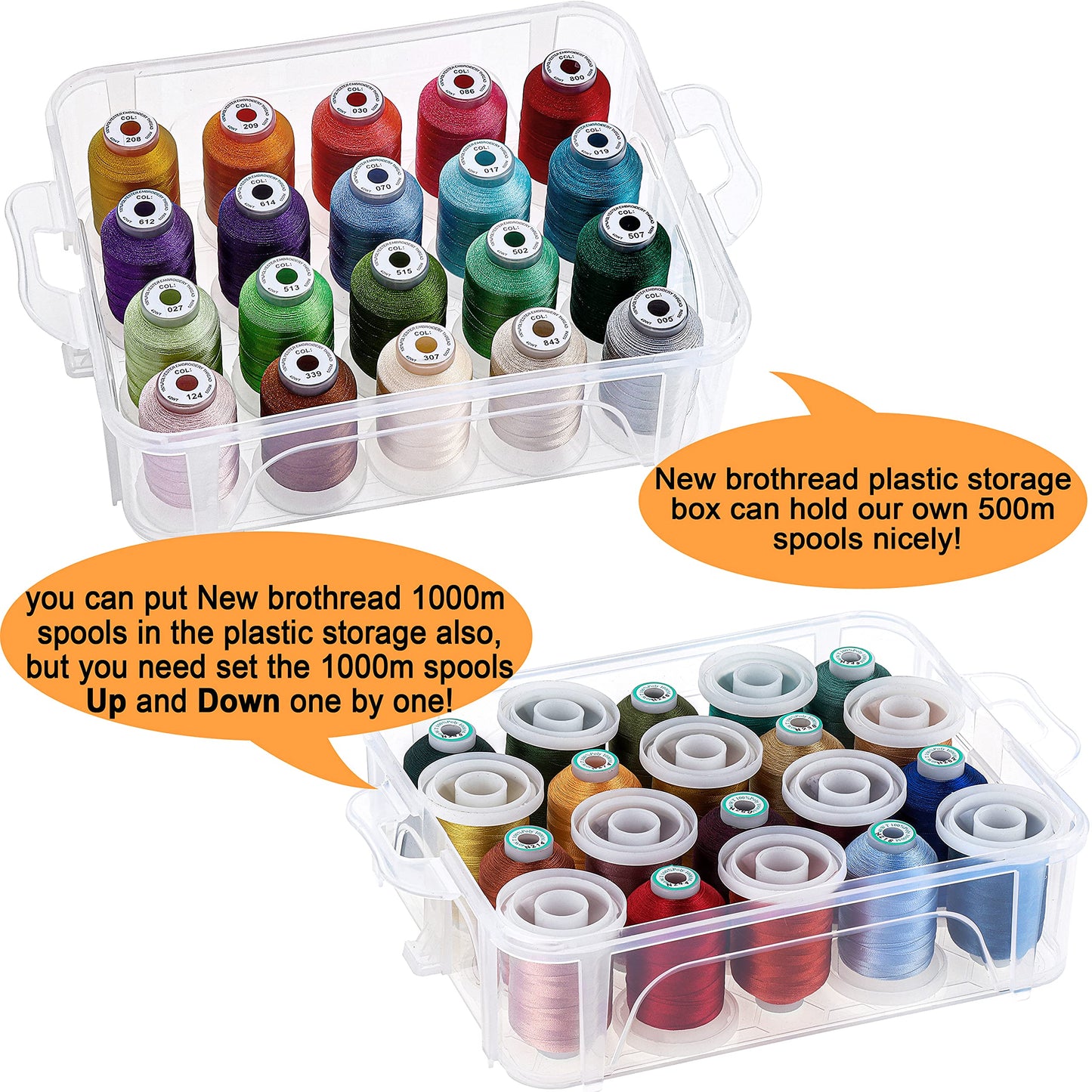 New brothread 2 Layer Stackable Clear Storage Box Organizer