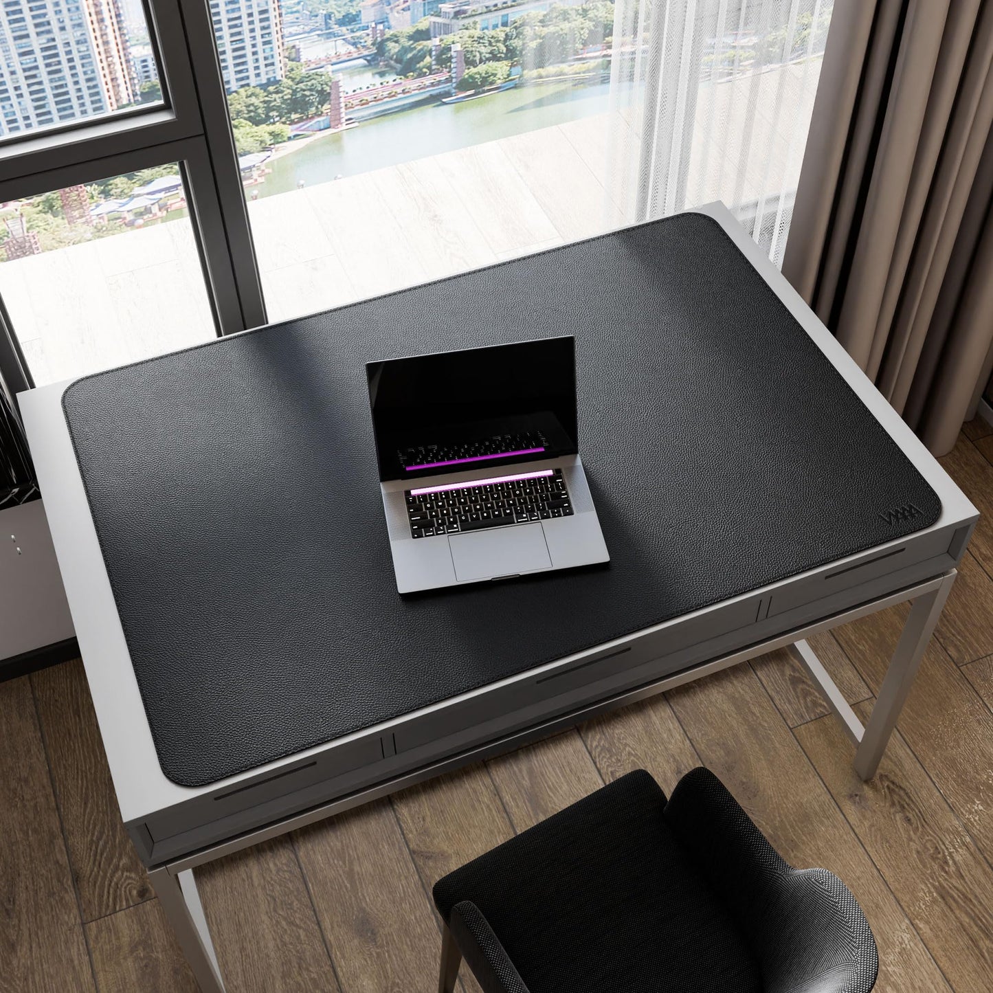 Vyaaa 47.2"x31.5" PU Leather Large Desk Mat (Black) - XXL Extended Mouse pad, Office Desk