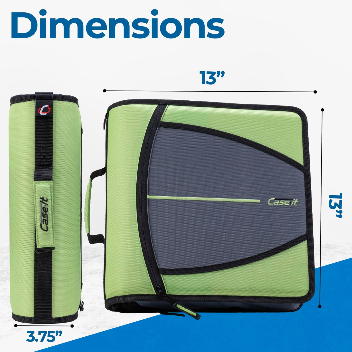 Case-it School Zipper Binder | 3-Inch O-Rings | 600-Sheet | D-146 Key Lime