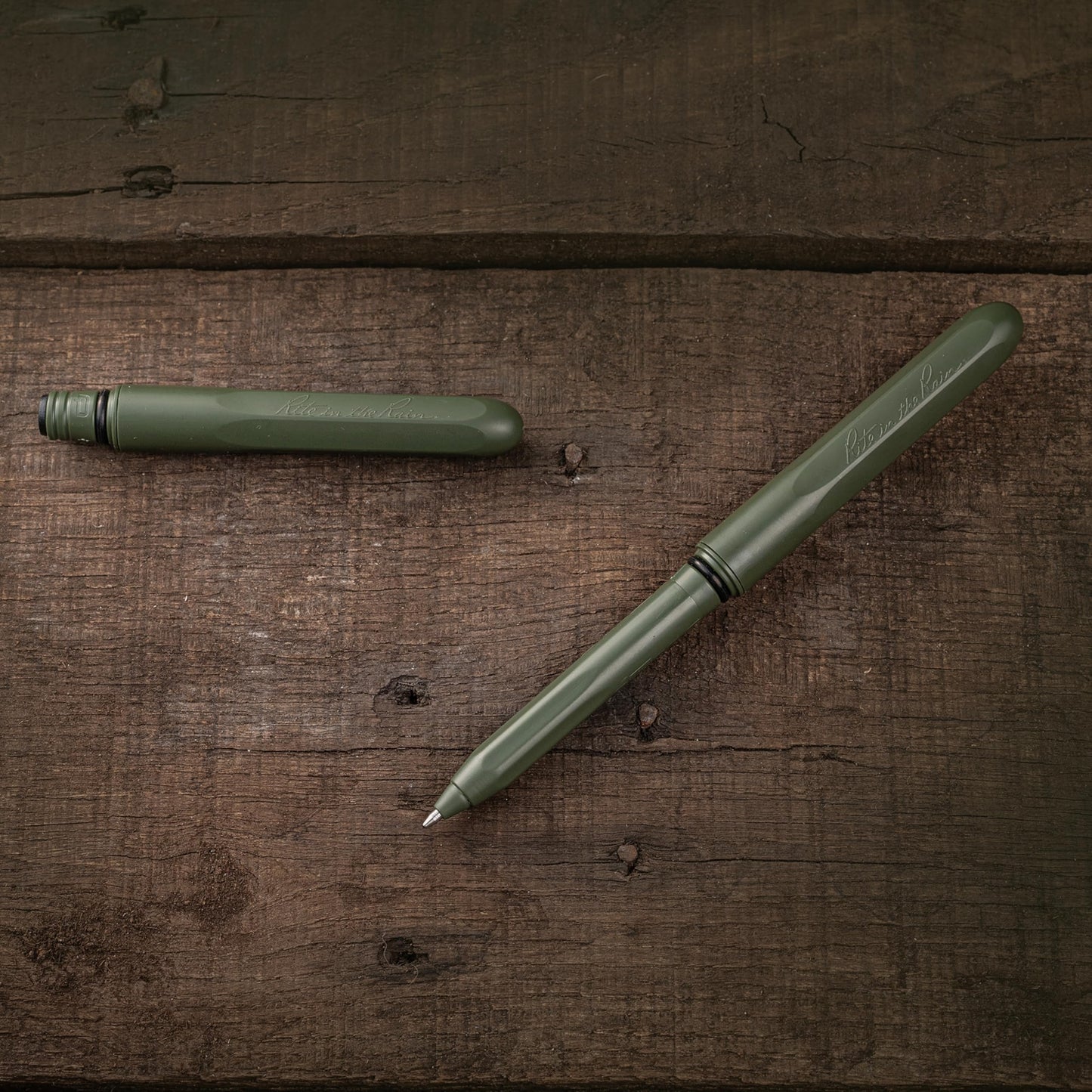Rite in the Rain All-Weather EDC Pen, Olive Drab Pokka 2-Pack, Black 0.8mm Ink, Fine Point (No.