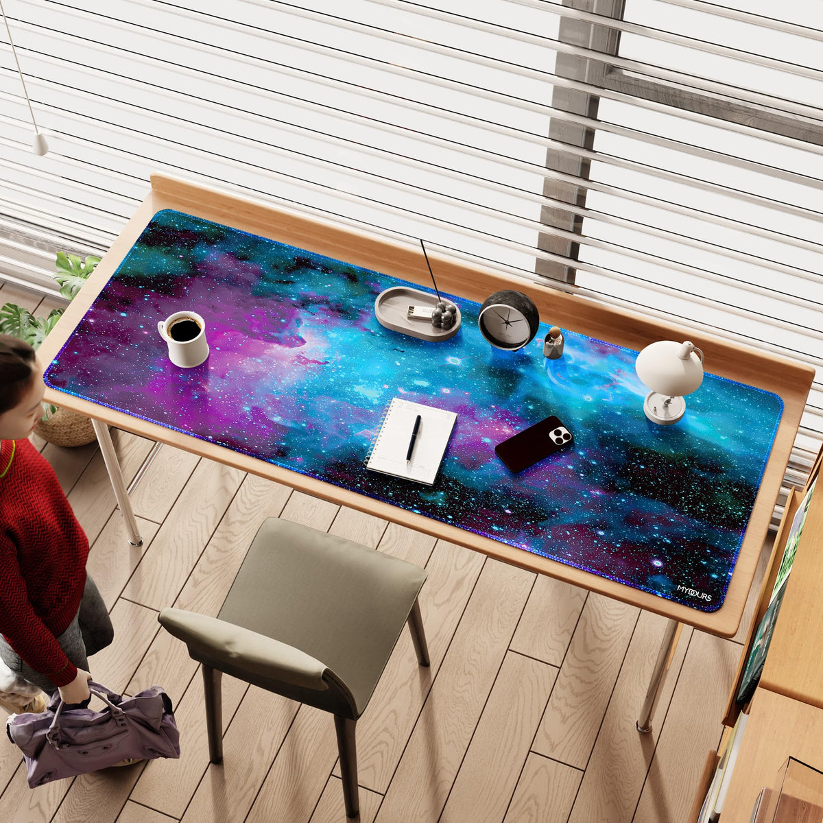 Mydours 63" x 24" Gaming Mouse Pad, XXXL Full Desk Pad (Purle Universe)