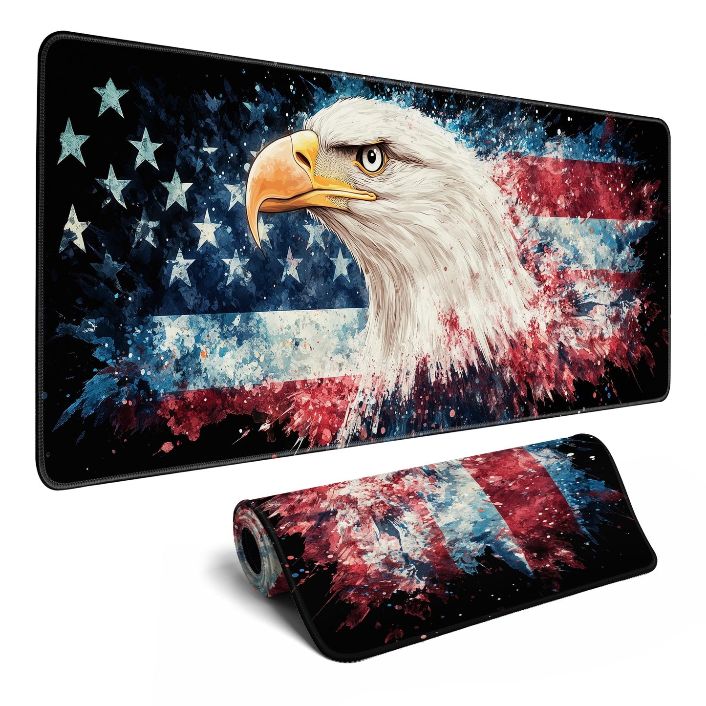 American Flag Eagle Mouse Pad Gaming Desk Pad Independence Day Extra Large XL Mousepad (31.5x11.8