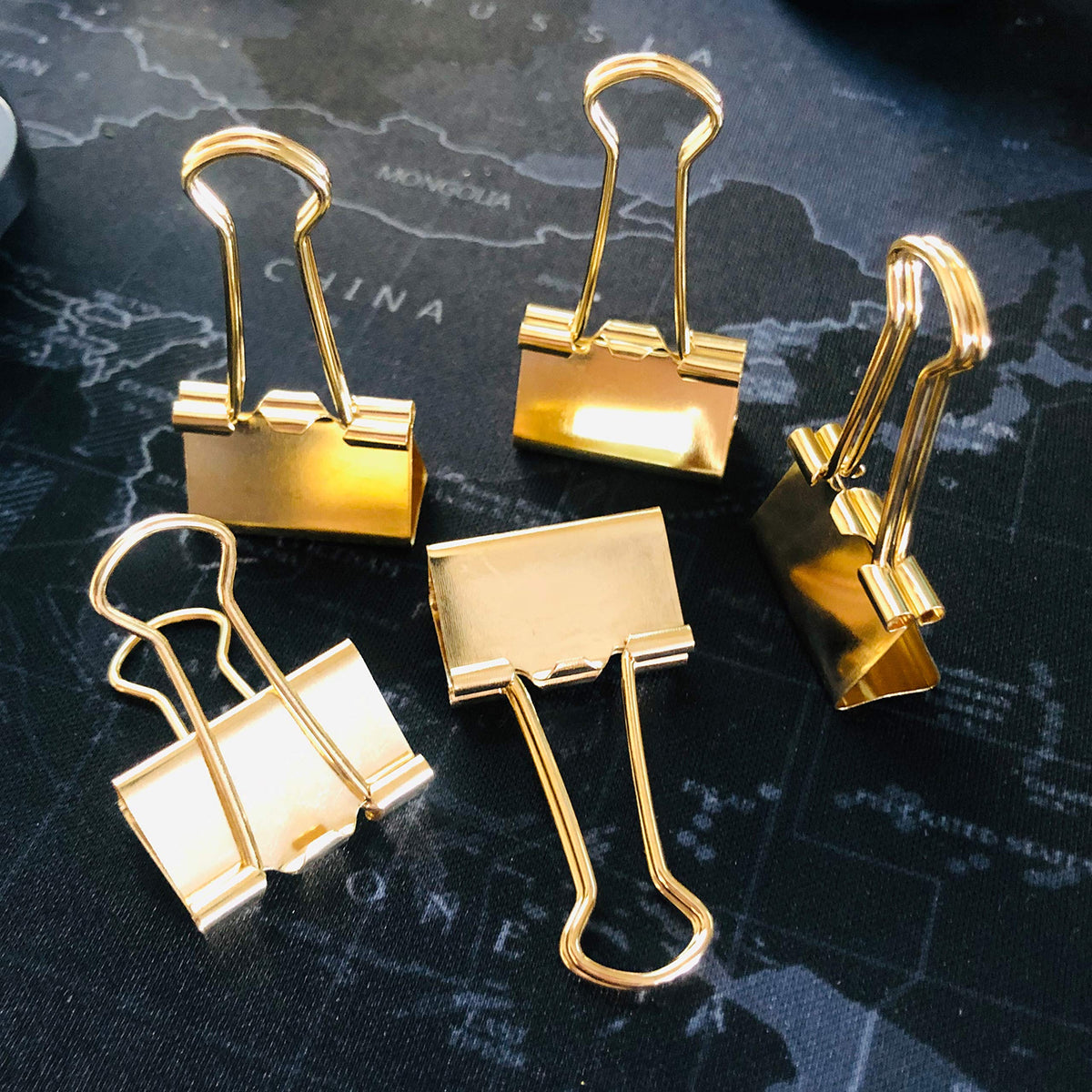 Nctinystore Binder Clips Little a bit Smaller Than Medium Clips Metal Clamp 1IN / 25MM (Golden, 24